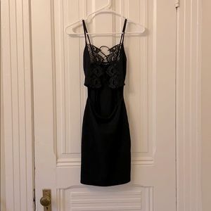 Black Mini-Dress (Lace-up Front)